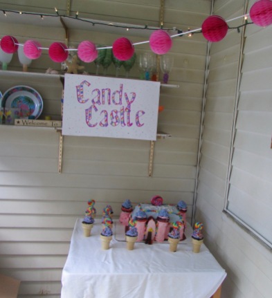 Our candy castle (the cake) was in the porch.